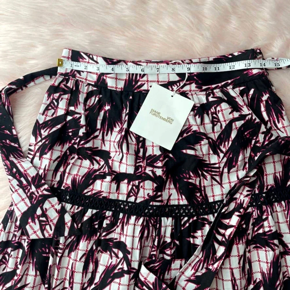 NWT - DIANE VON FURSTENBERG Lucia Tiered Cotton Midi Skirt in Palm White - Sz 6 - Picture 10 of 12